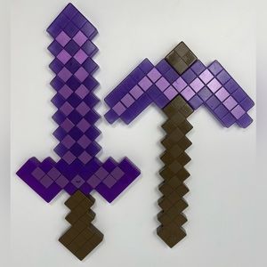 MINECRAFT: Sword and Battle Ax, Plastic, Purple/Brown